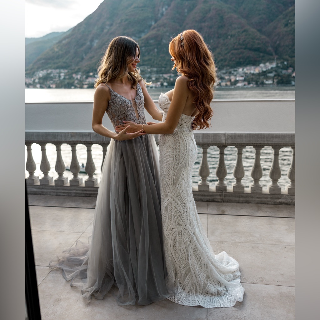 La Femme Silver Corset Ball Gown
